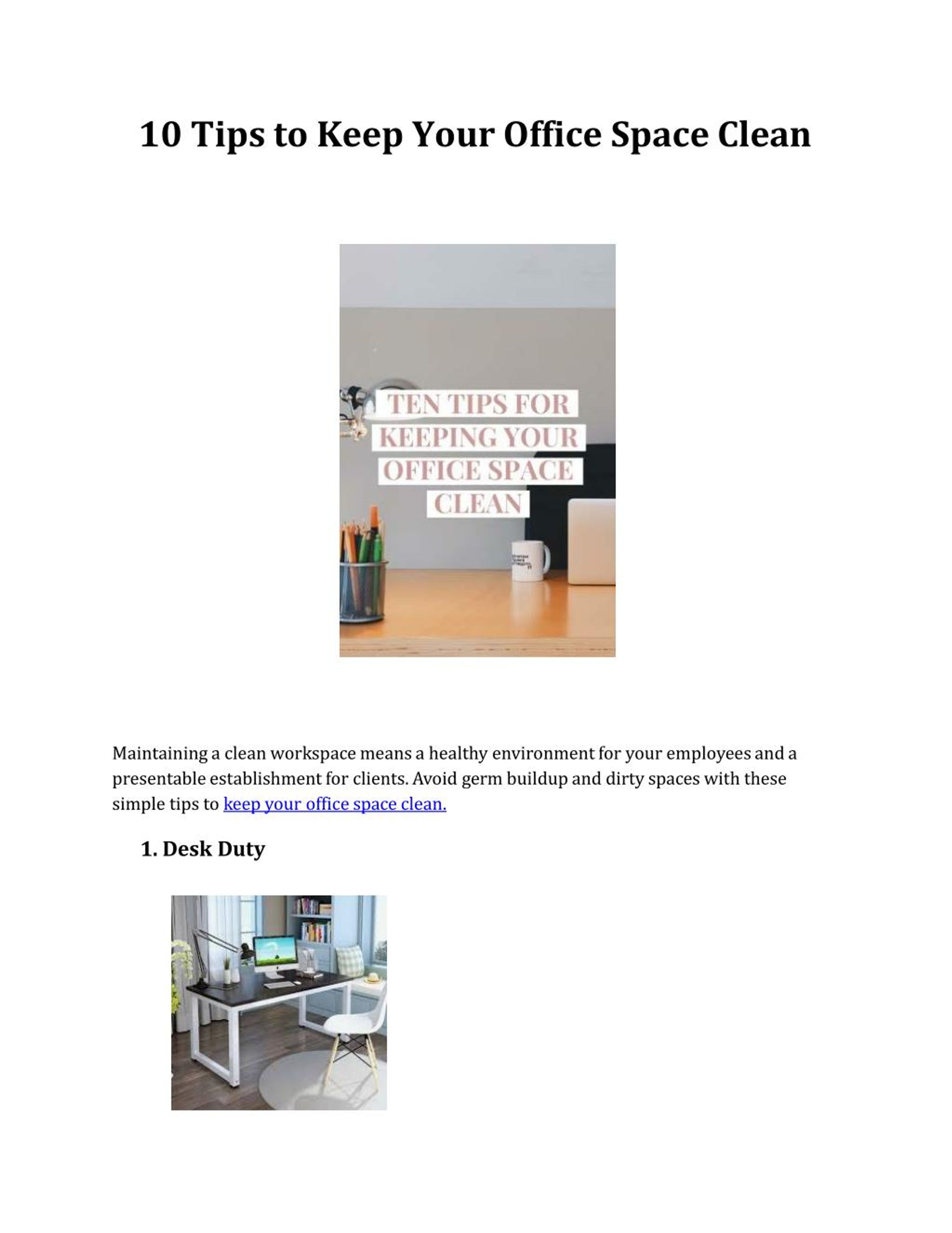 PPT - 10 Tips to Keep Your Office Space Clean PowerPoint Presentation ...