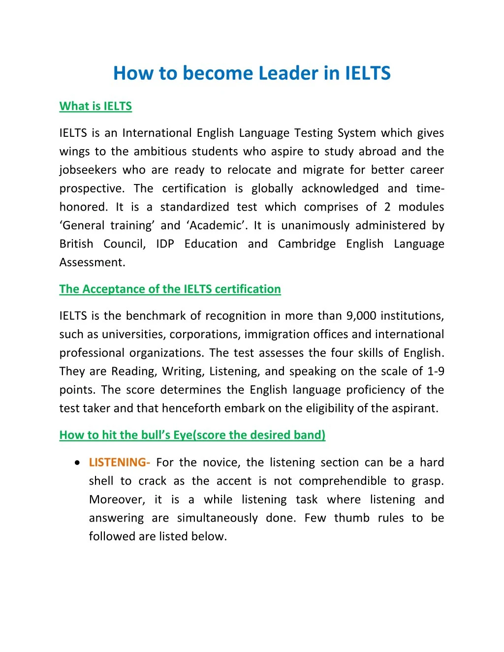 how to become leader in ielts