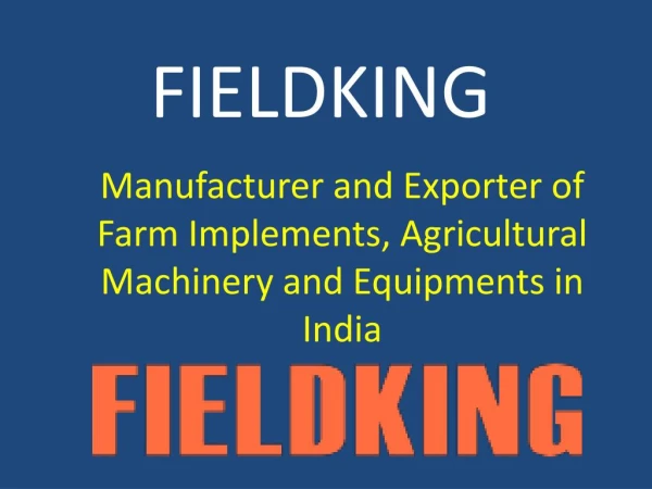 Fieldking- Plough Manufacturer India
