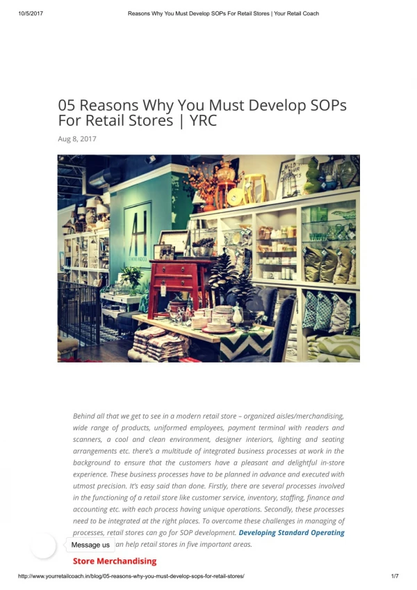 5 Reasons Why You Must Develop SOPs For Retail Stores | YRC