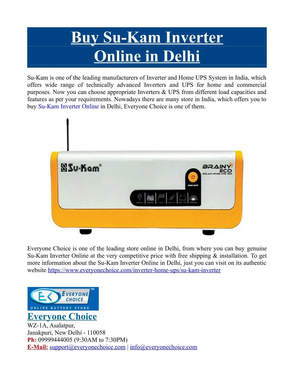 buy su kam inverter online in delhi