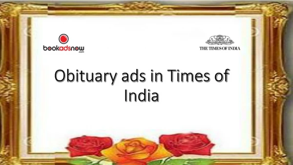 Book Obituary Ads in Times of India Newspaper Online via Bookadsnow