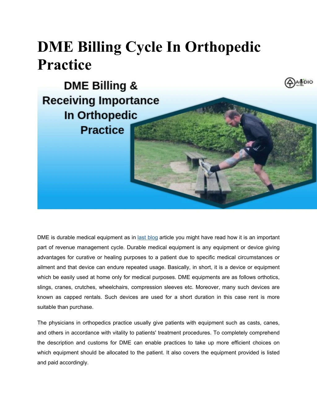 dme billing cycle in orthopedic practice