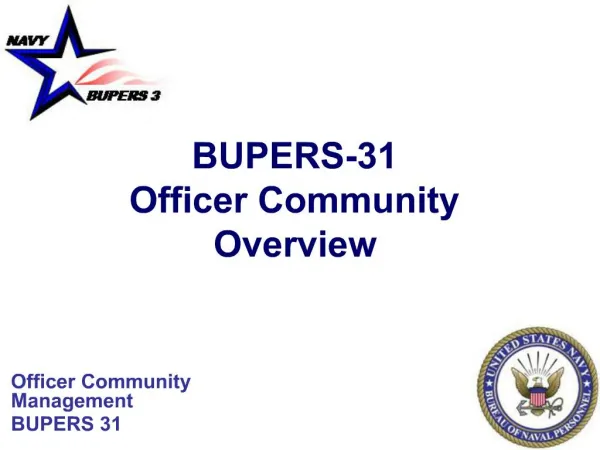 BUPERS-31 Officer Community Overview