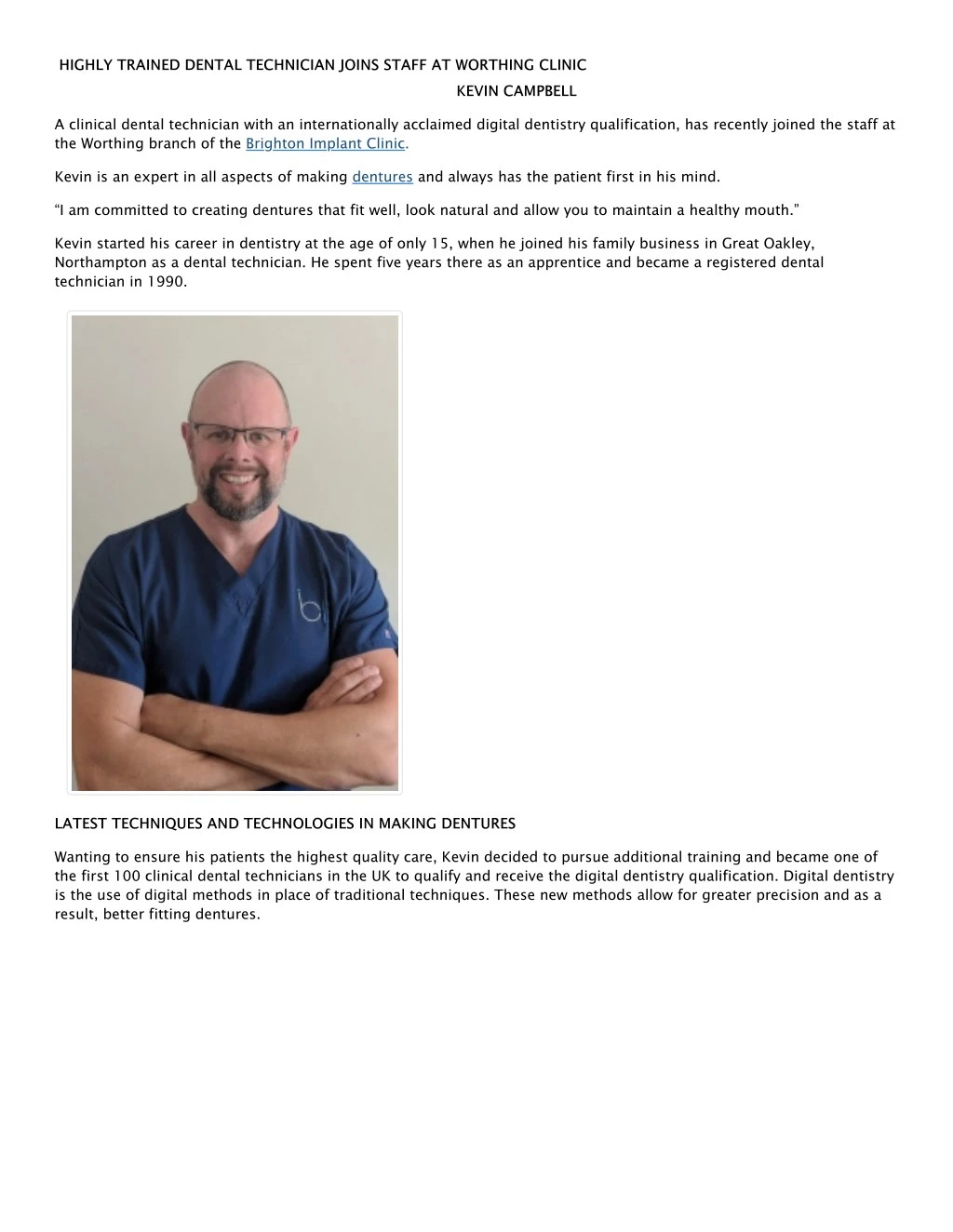 highly trained dental technician joins staff