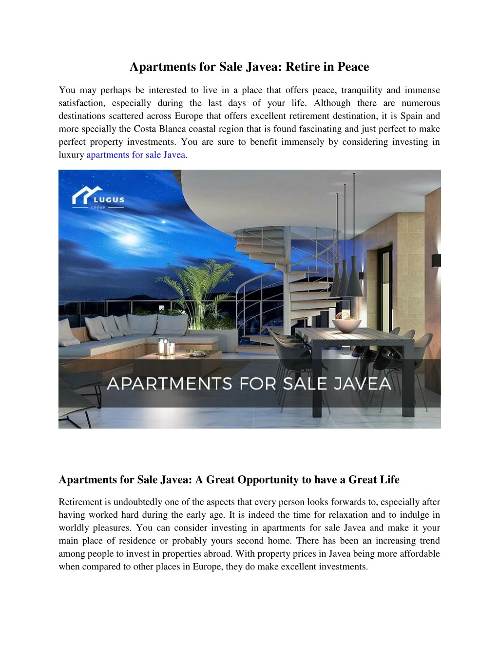 apartments for sale javea retire in peace