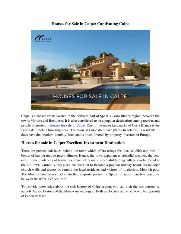 houses for sale in calpe