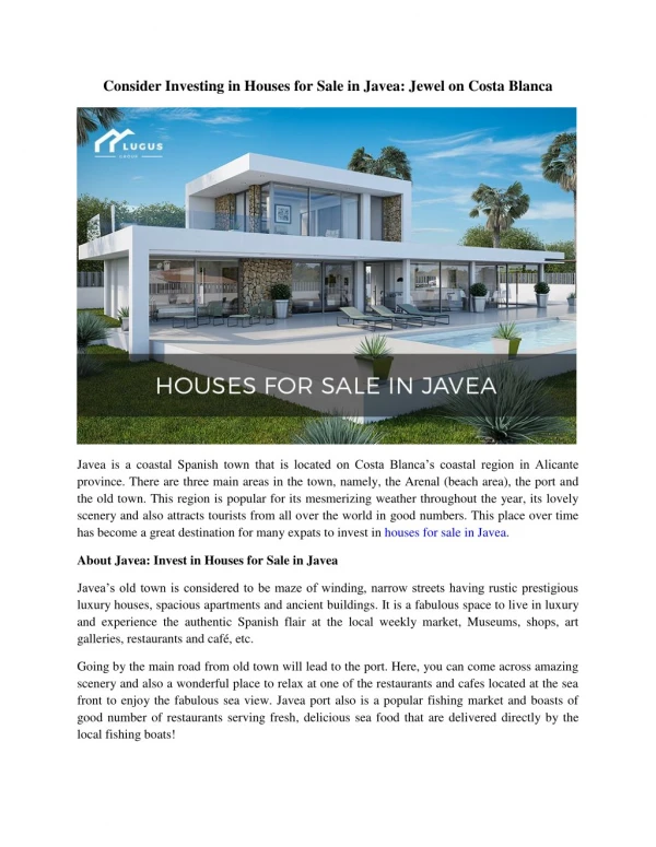 Houses for Sale in Javea