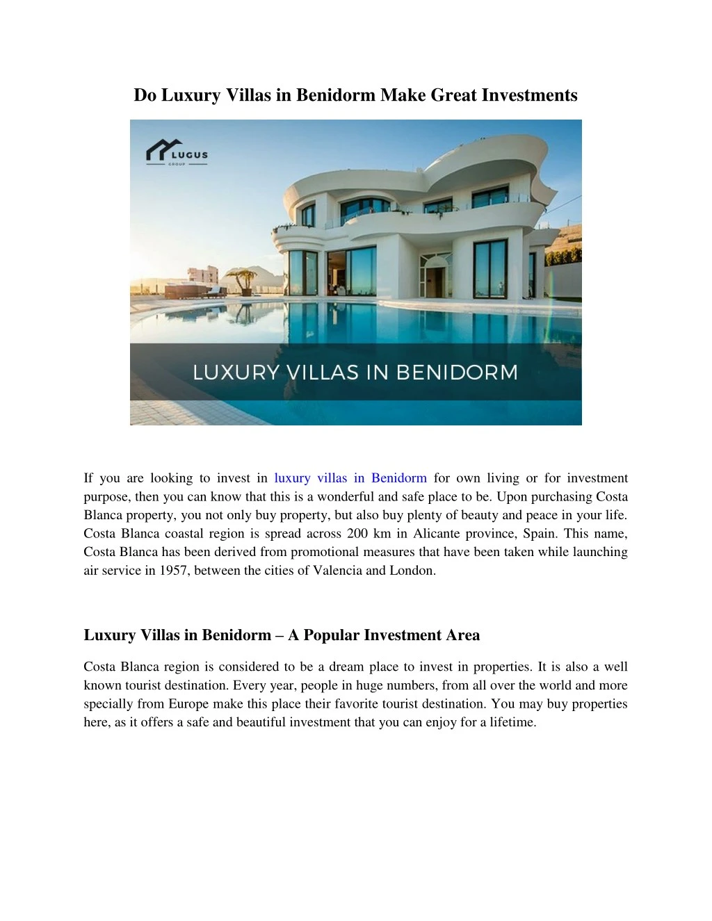 do luxury villas in benidorm make great