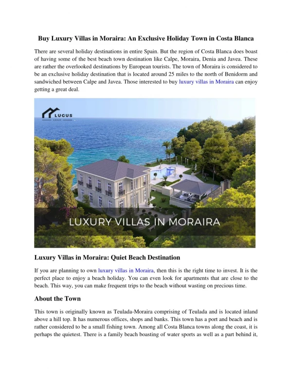 Luxury Villas in Moraira
