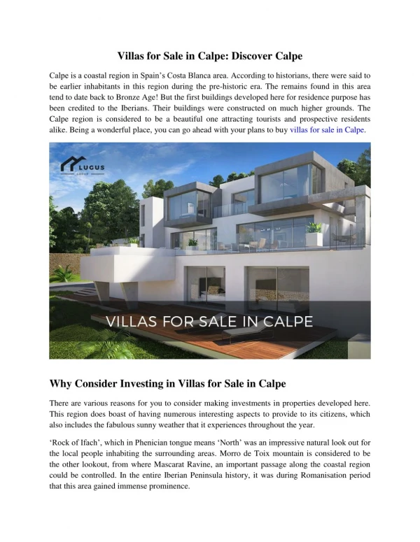 villas for sale in calpe