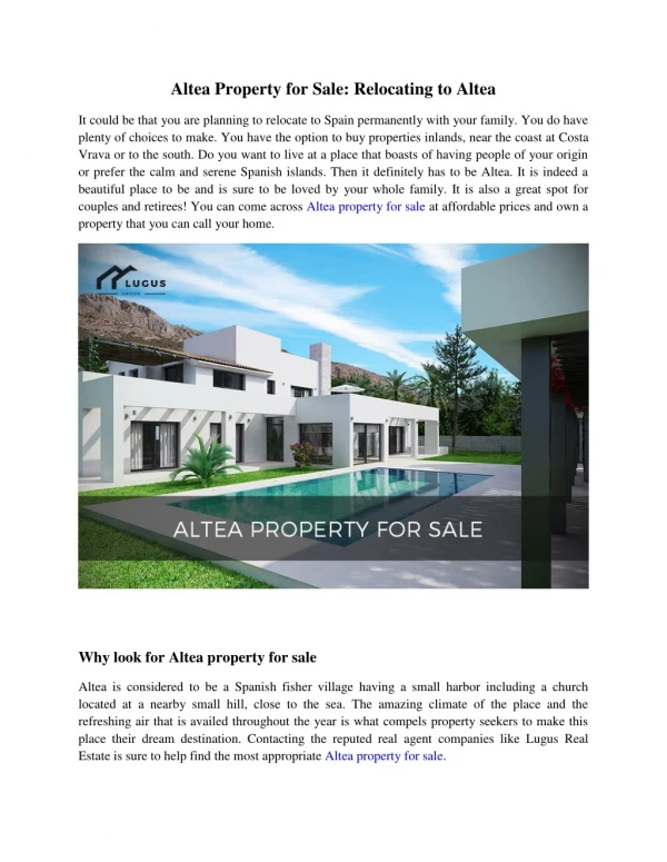 altea property for sale