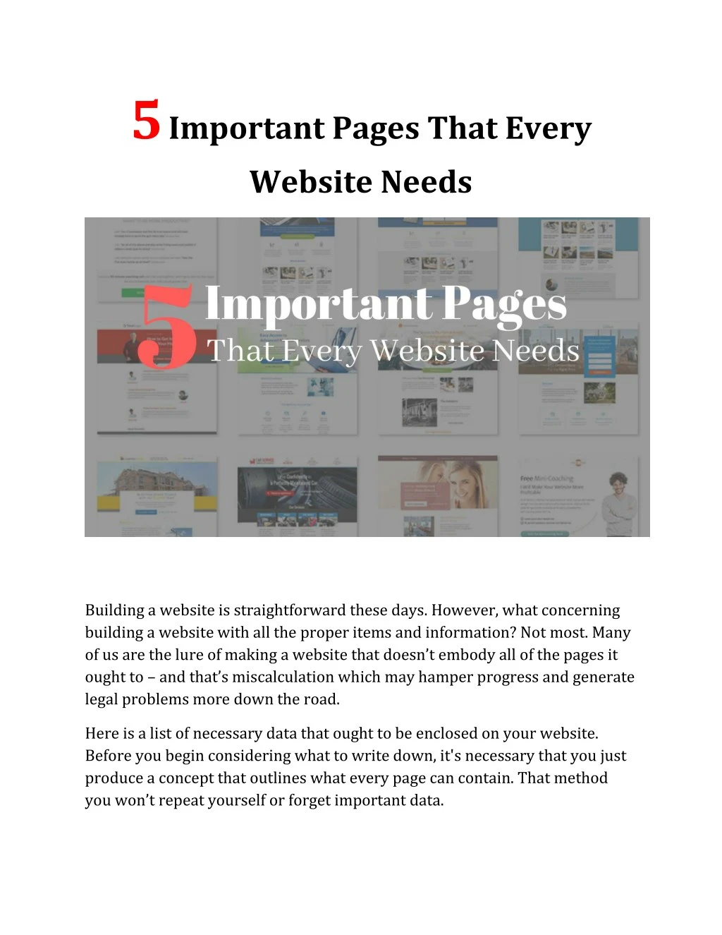 5 important pages that every website needs