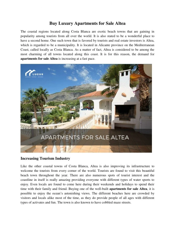 apartments for sale altea