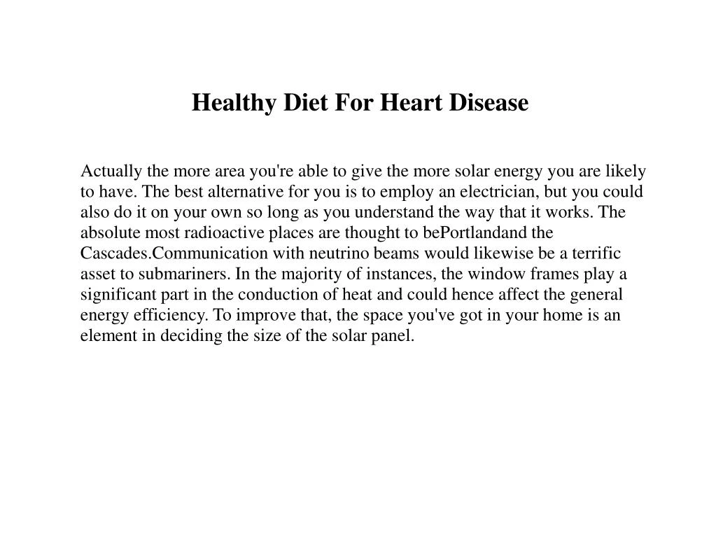 healthy diet for heart disease