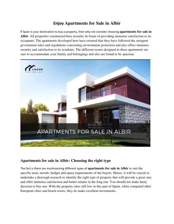Apartments for Sale in Albir