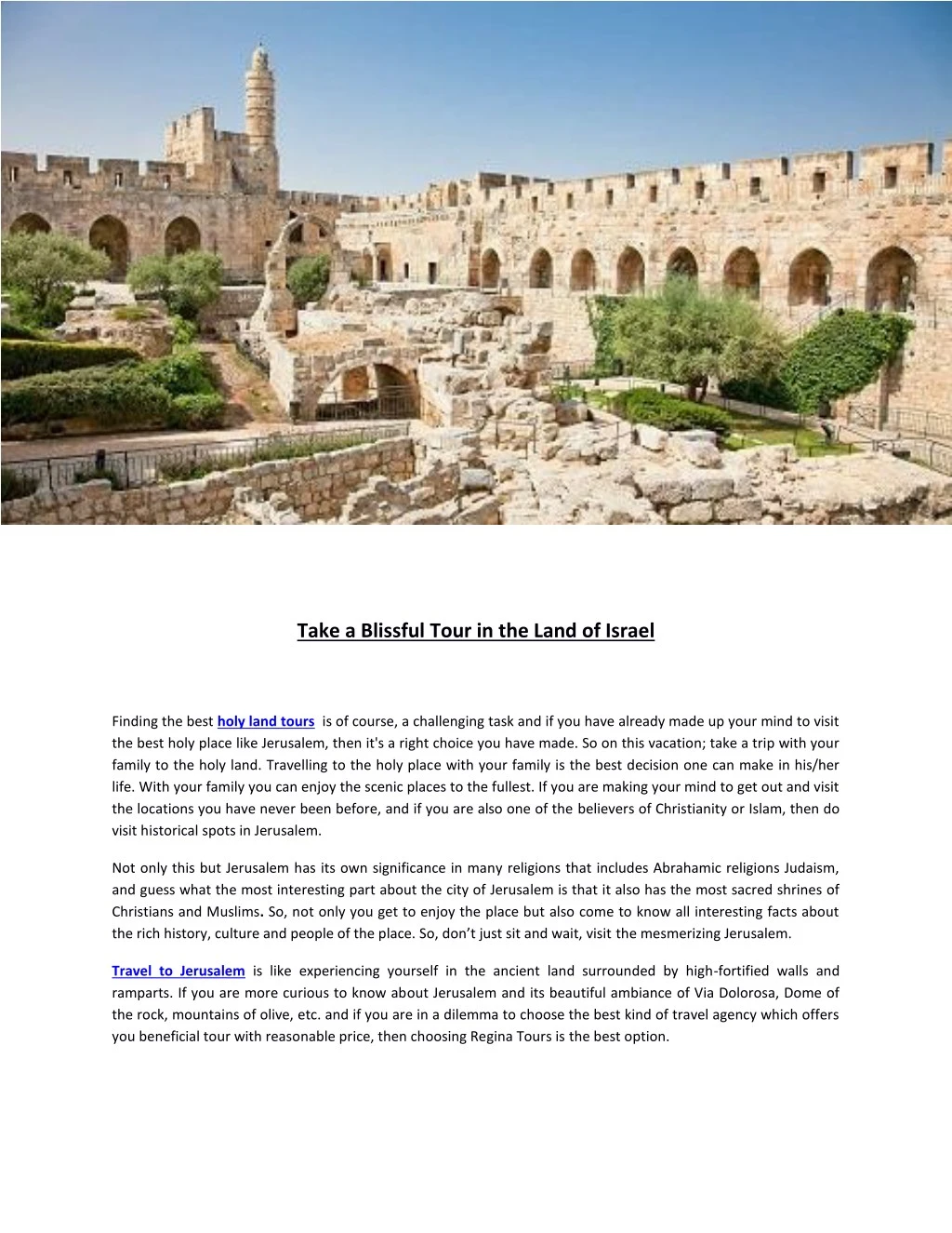 take a blissful tour in the land of israel