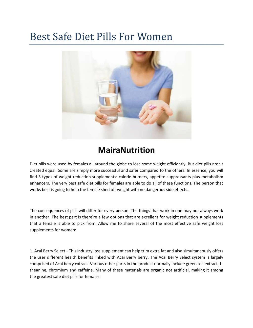 best safe diet pills for women