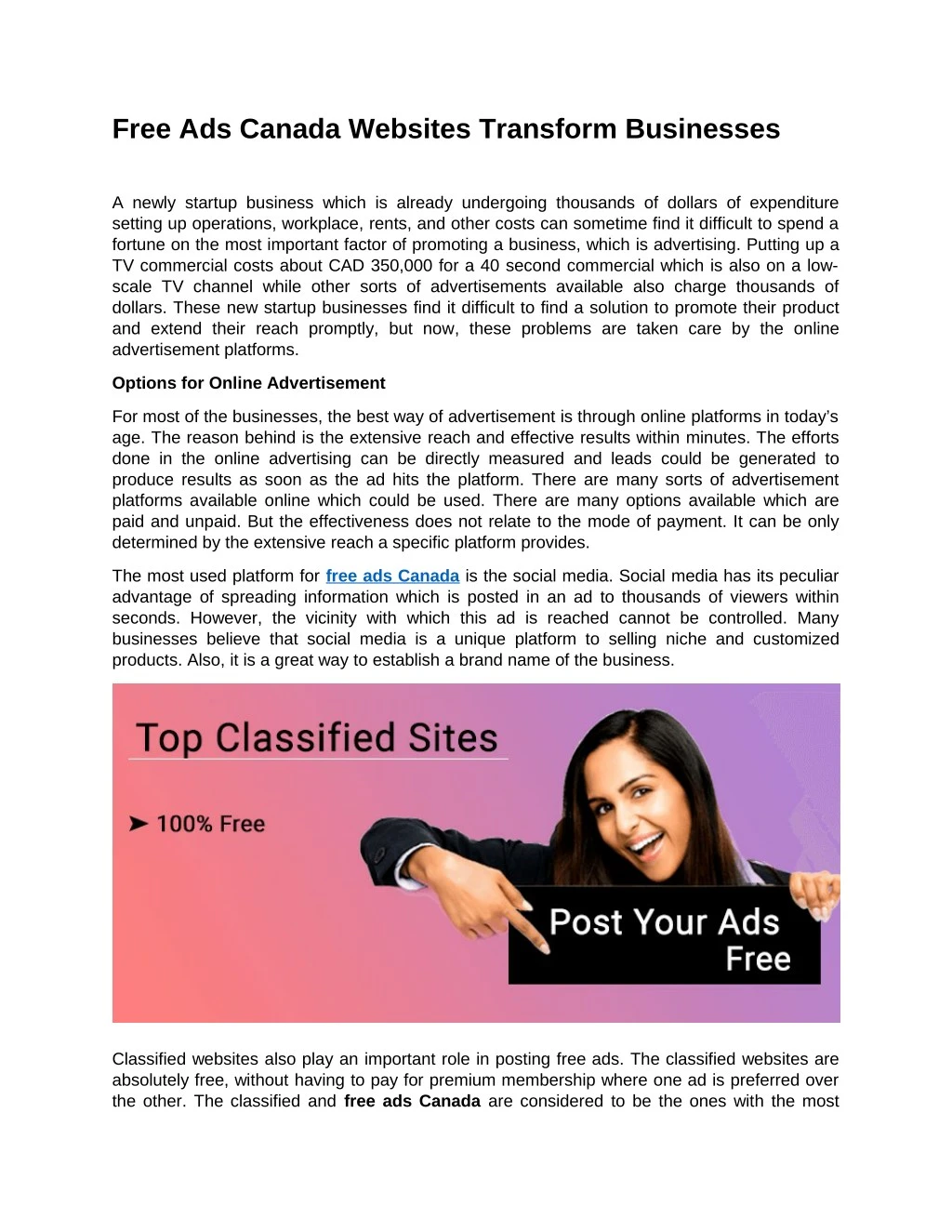 free ads canada websites transform businesses