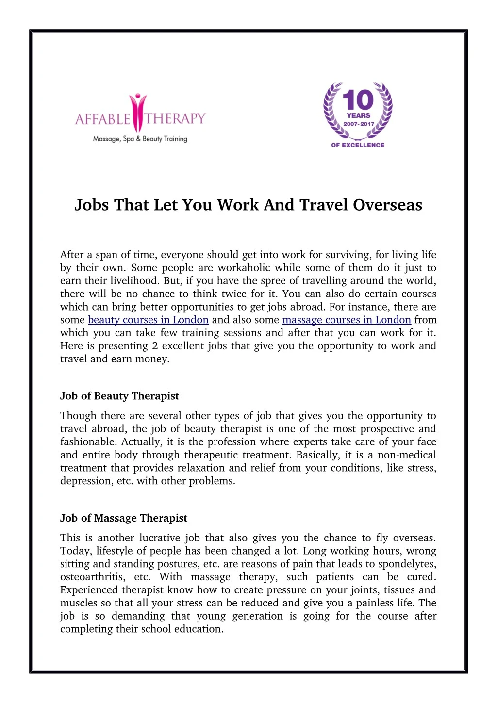 jobs that let you work and travel overseas