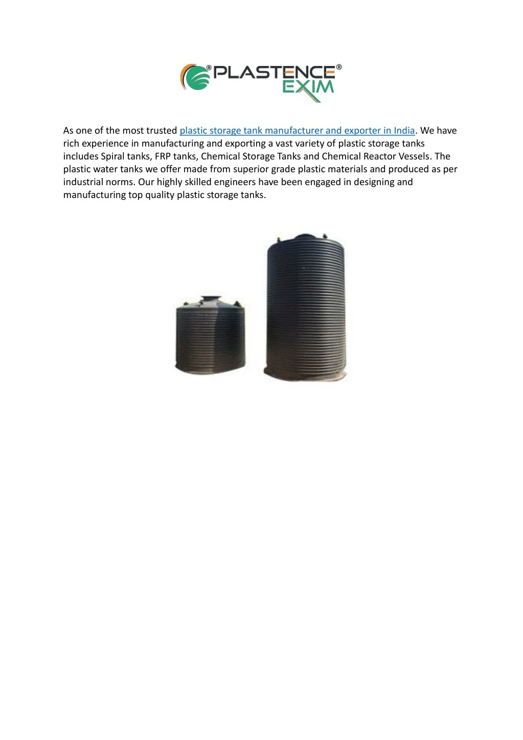 as one of the most trusted plastic storage tank