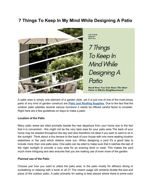 Patio Designing Tools By Home Designing Experts