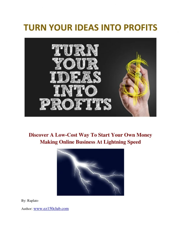 TURN YOUR IDEAS INTO PROFITS