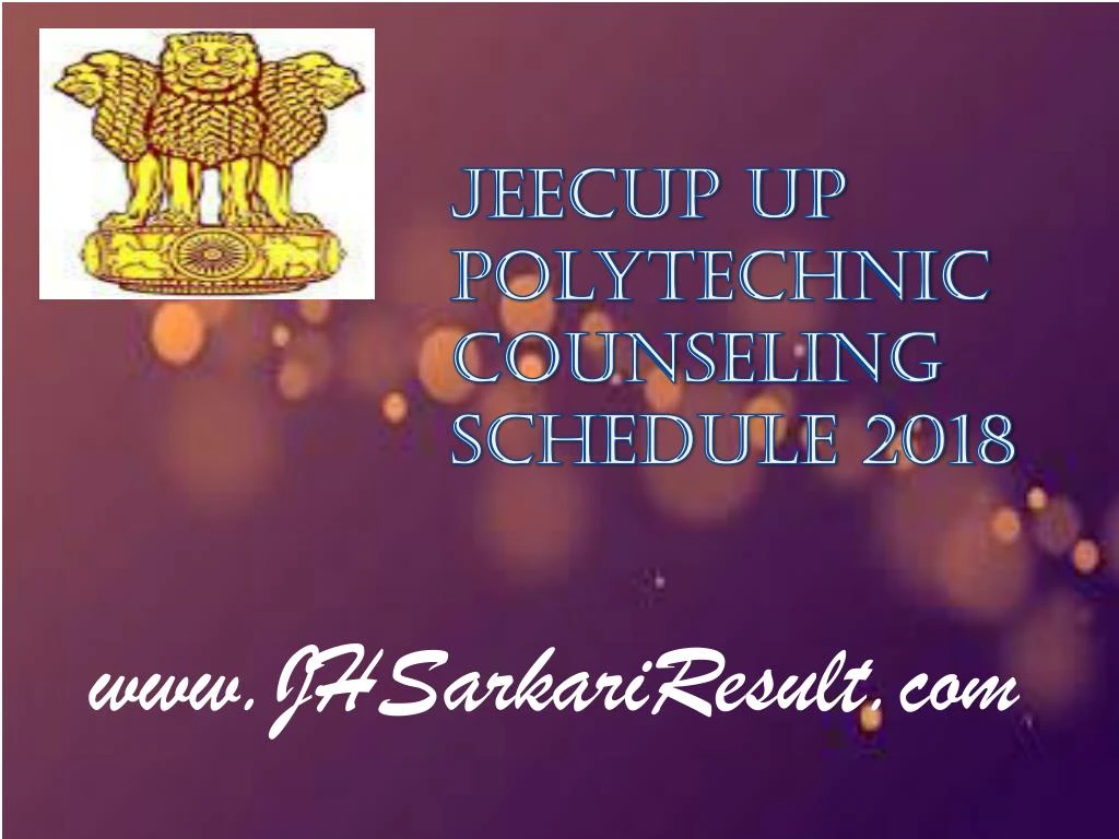jeecup up polytechnic counseling schedule 2018