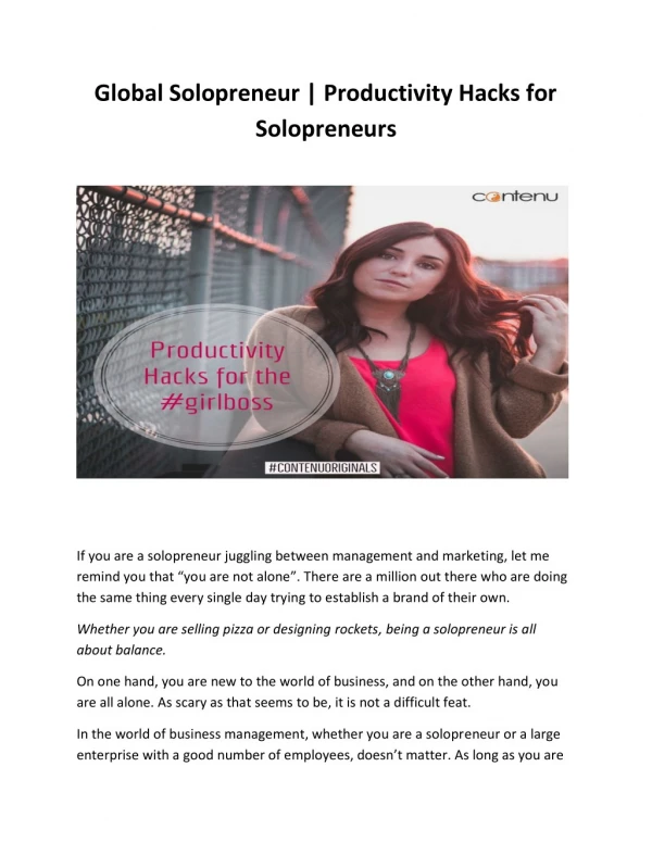 Global Solopreneur | Productivity Hacks for Solopreneurs