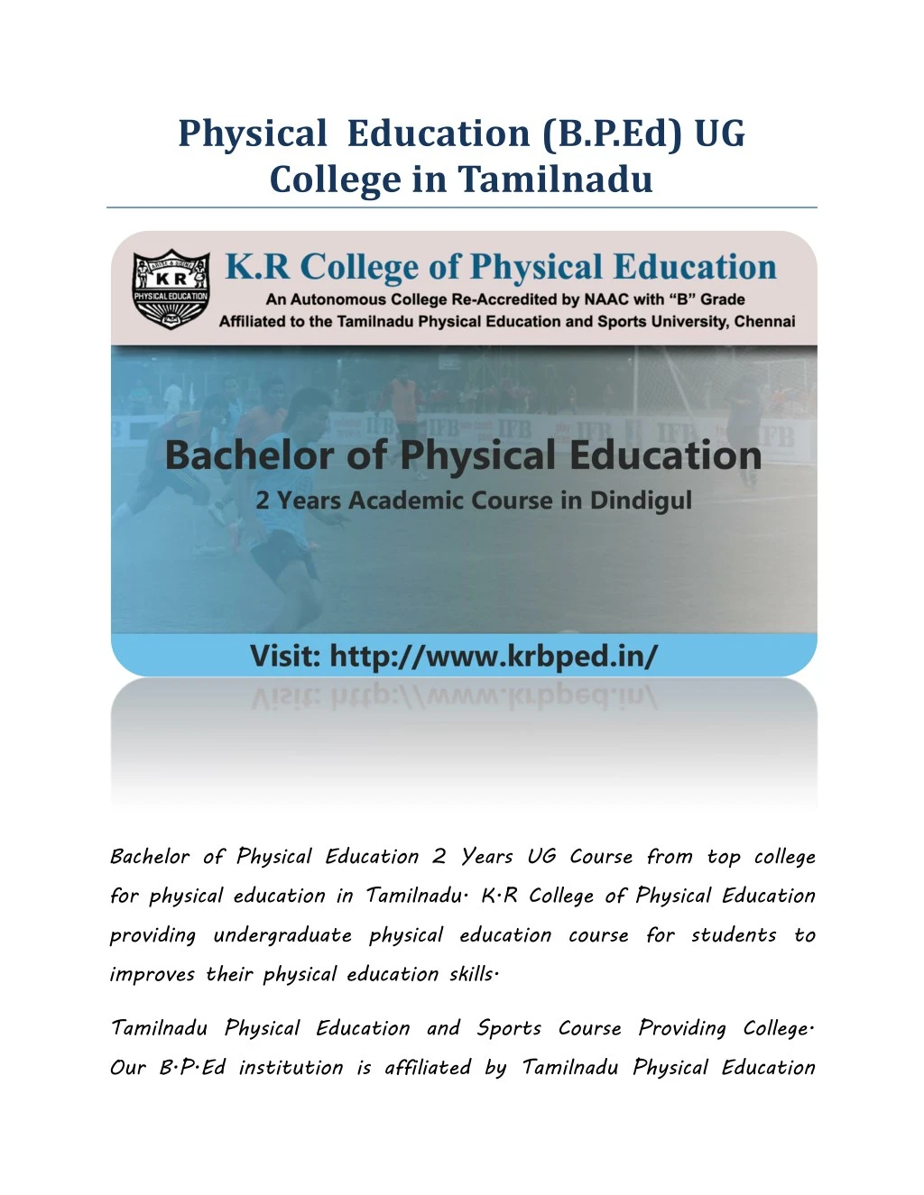 PPT - Physical Education (B.P.Ed) UG College In Tamilnadu PowerPoint ...