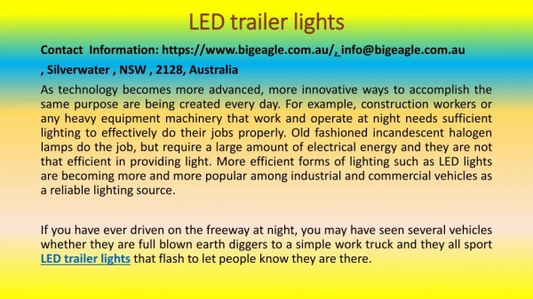 LED Trailer Lights for Industrial and Commercial Use