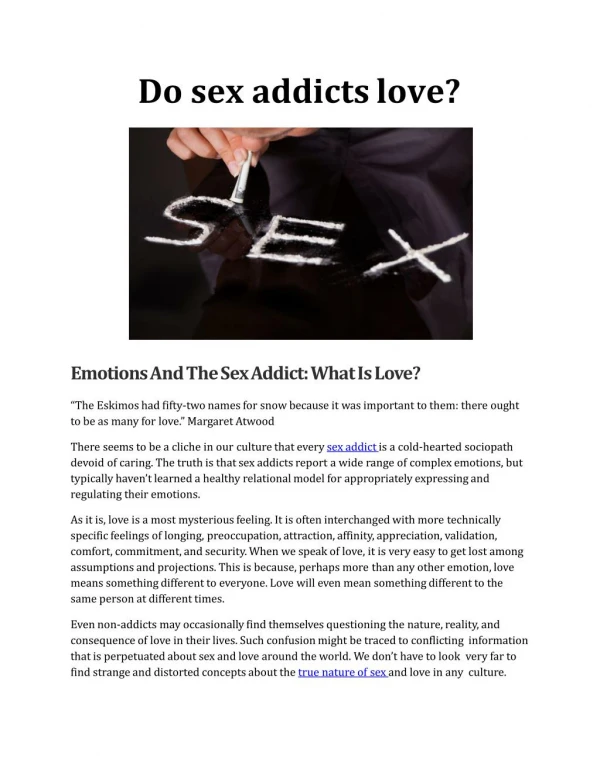 Do sex addicts love?