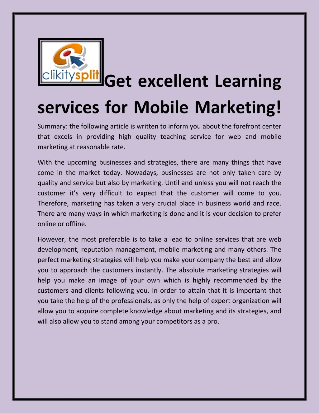 get excellent learning services for mobile