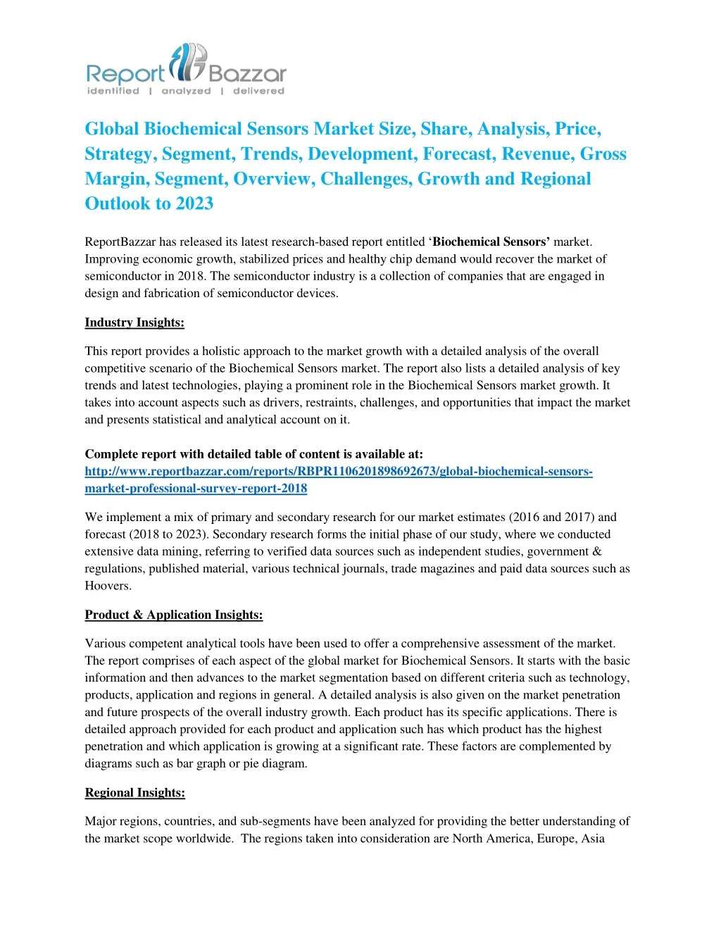 global biochemical sensors market size share