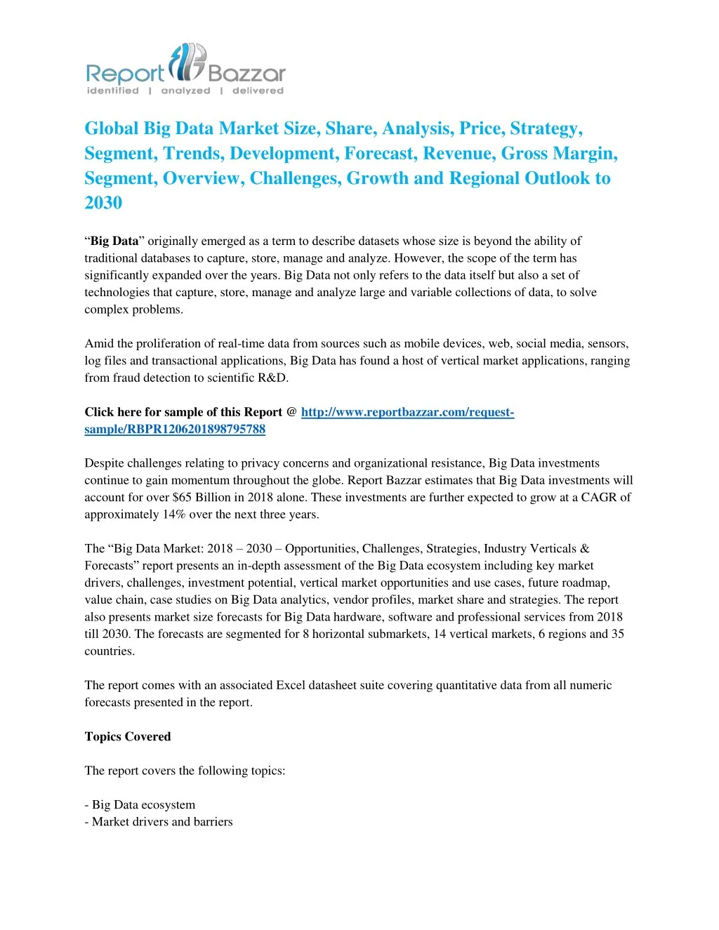 global big data market size share analysis price