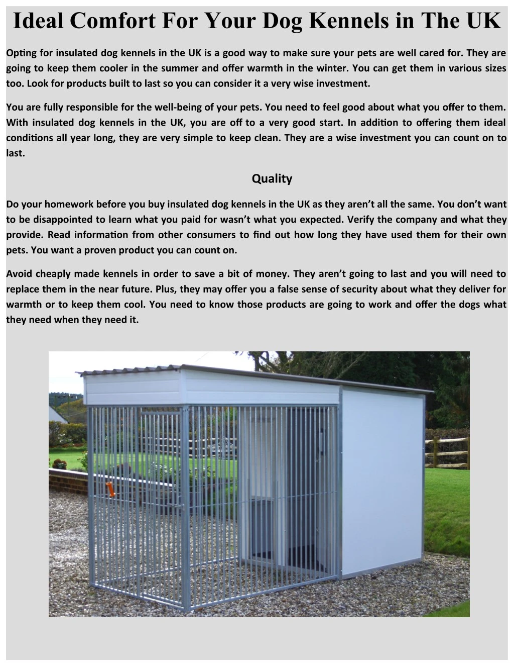 ideal comfort for your dog kennels in the uk