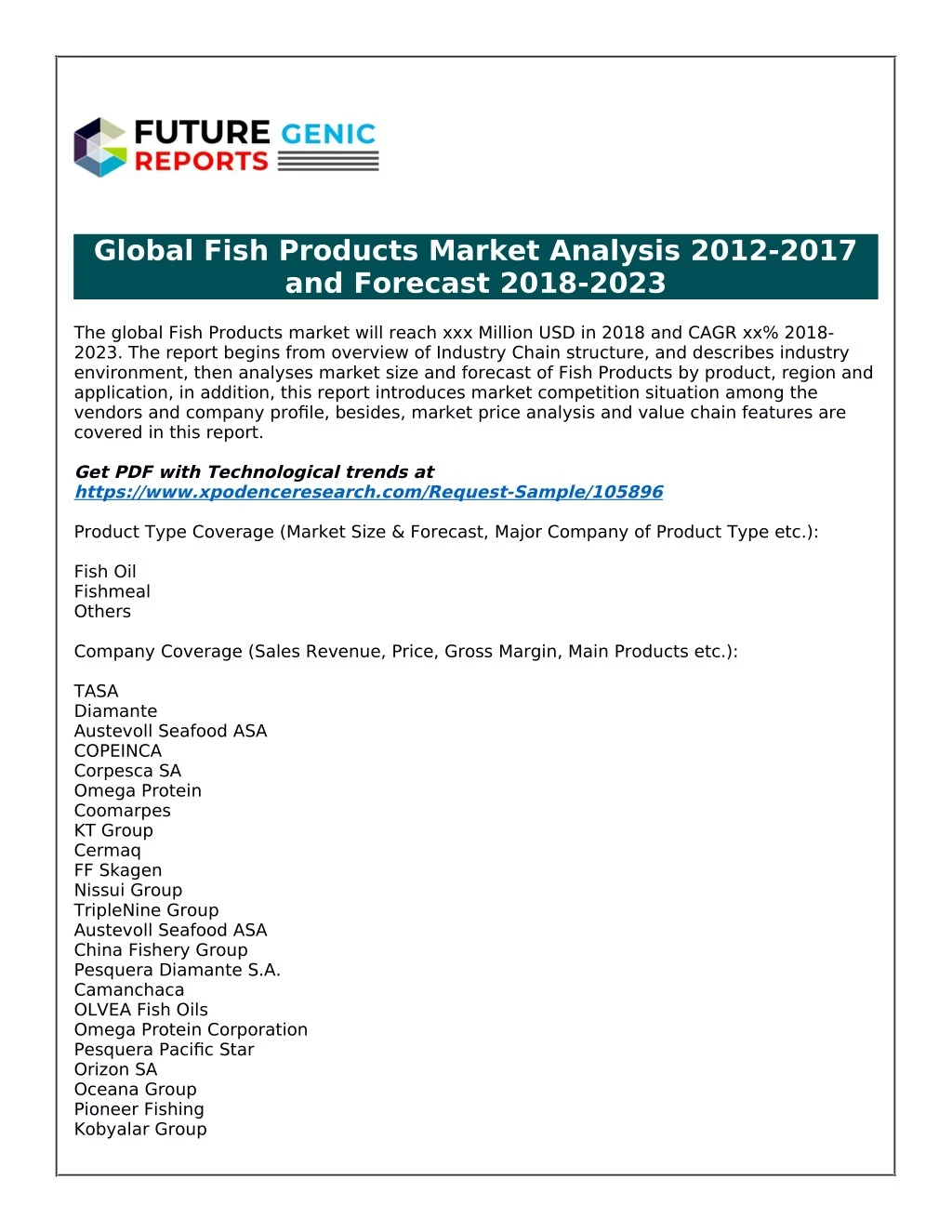 global fish products market analysis 2012 2017