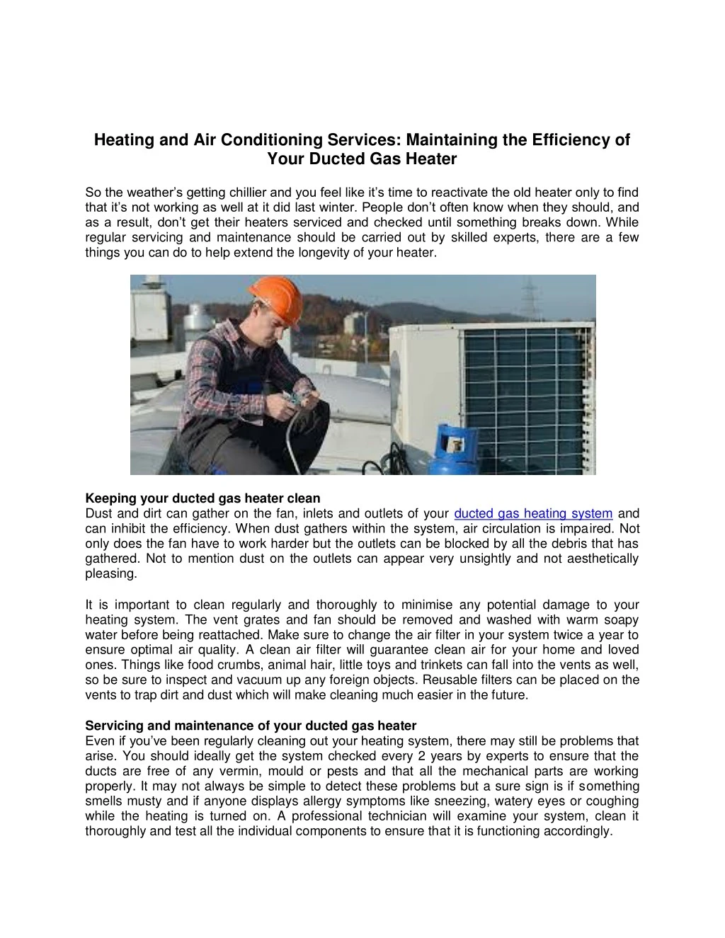 heating and air conditioning services maintaining
