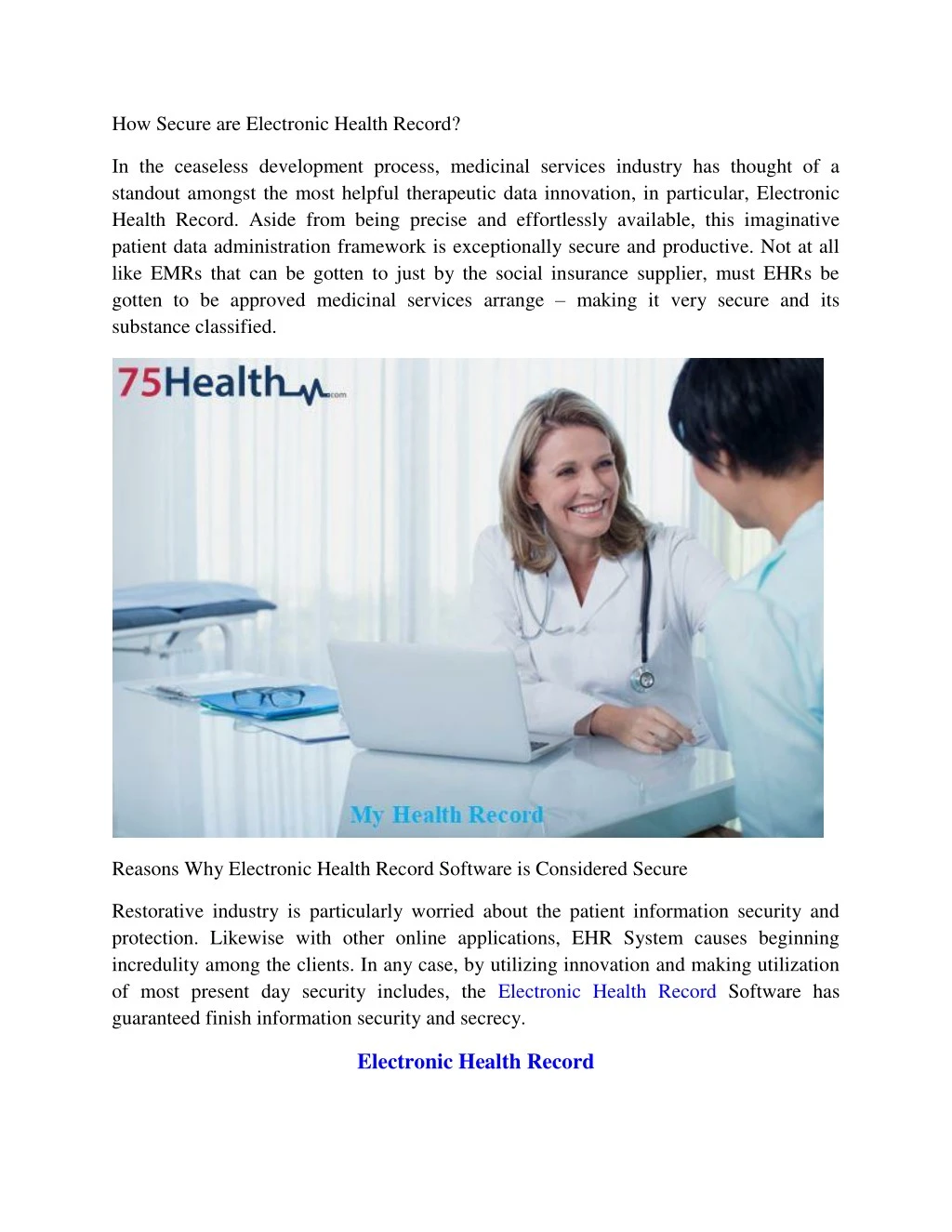 how secure are electronic health record