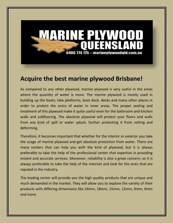 Acquire the best marine plywood Brisbane!
