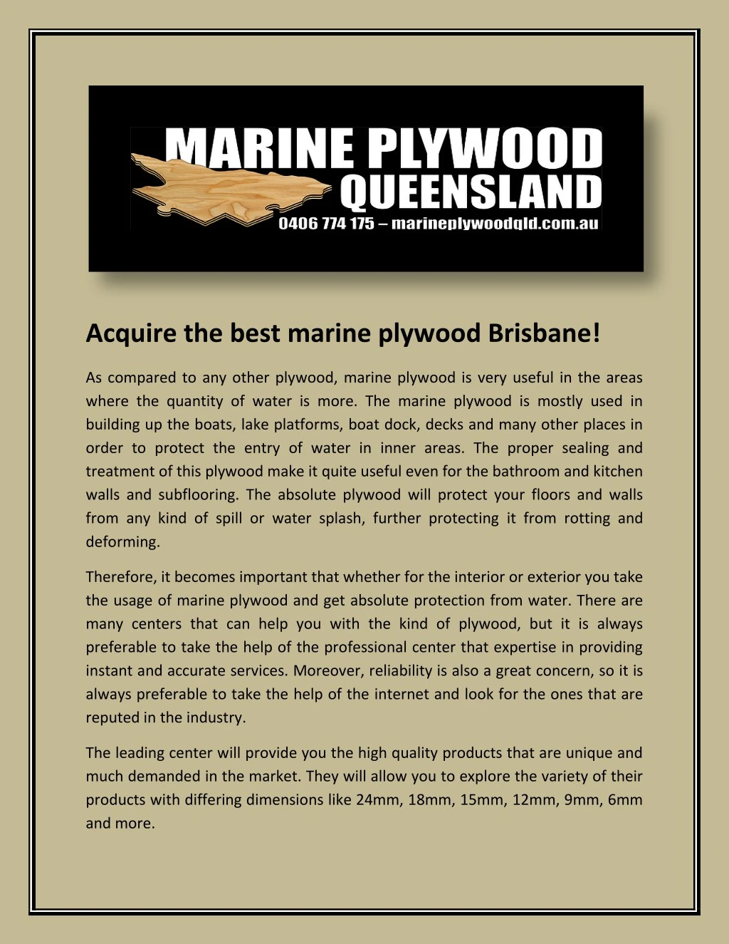 acquire the best marine plywood brisbane
