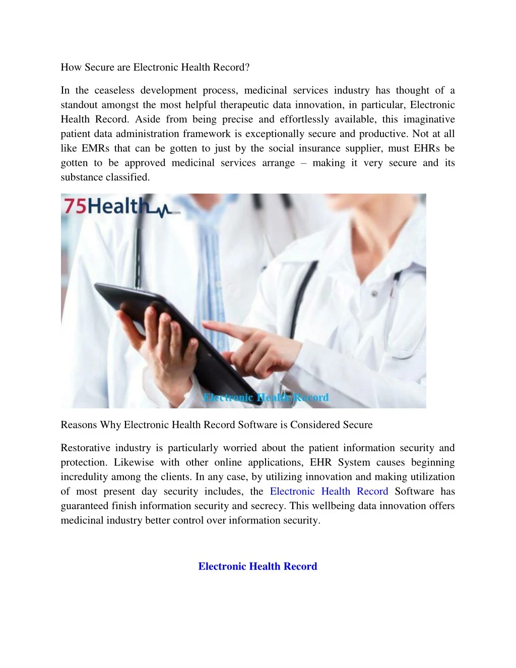 how secure are electronic health record