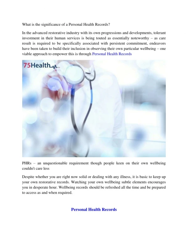 Personal Health Records Software