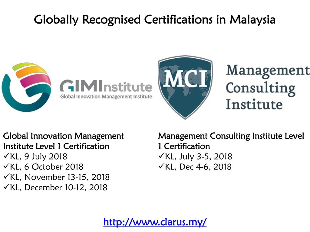globally recognised certifications in malaysia