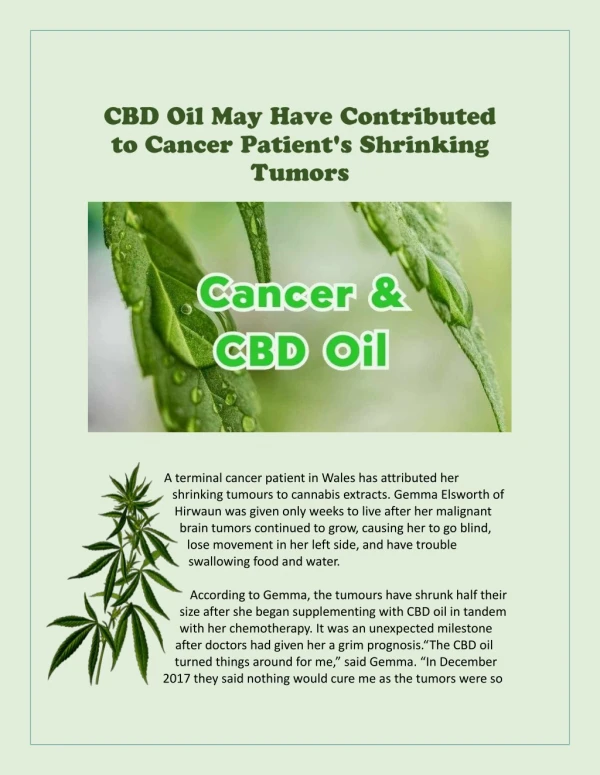 CBD Oil May Have Contributed to Cancer Patient's Shrinking Tumors
