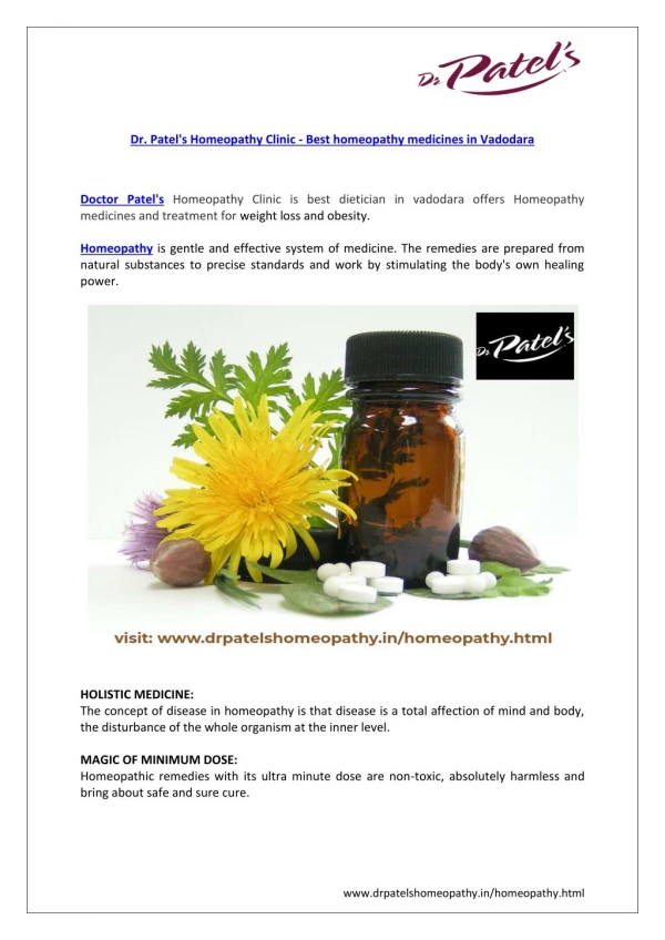 Dr. Patel's Homeopathy Clinic: Homeopathy medicine & treatment for weight loss, weight gain and obesity