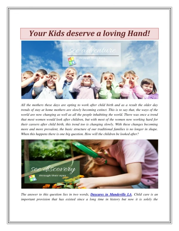Your Kids deserve a loving Hand!