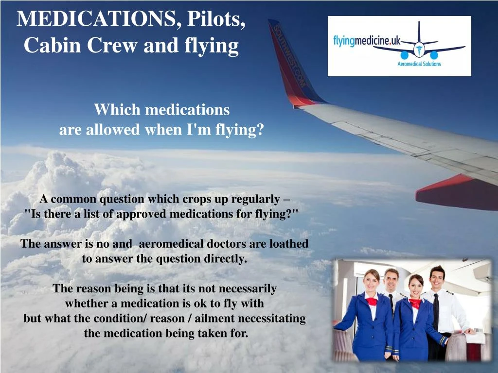 medications pilots cabin crew and flying