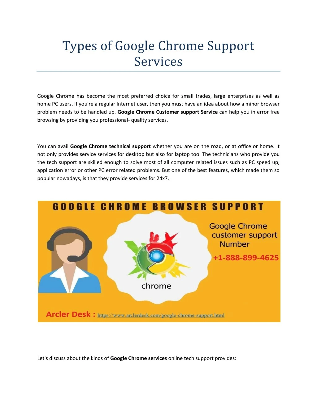 types of google chrome support services