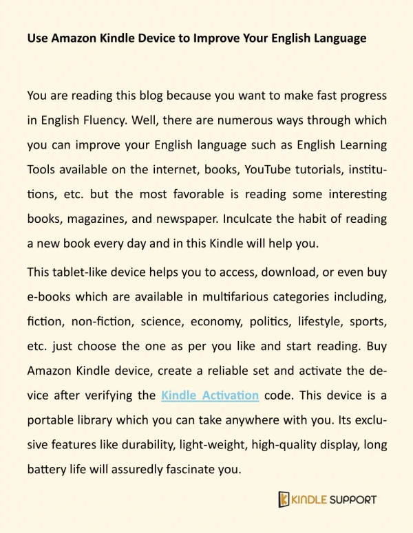 Use Amazon Kindle Device to Improve Your English Language